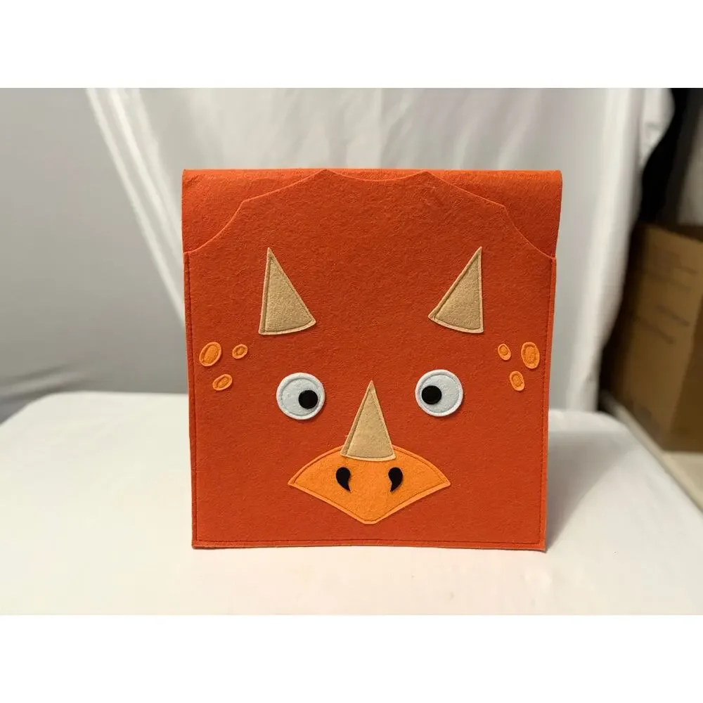Orange Felt Triceratops Dinosaur Bedside Caddy Hanging Storage Organizer Pocket